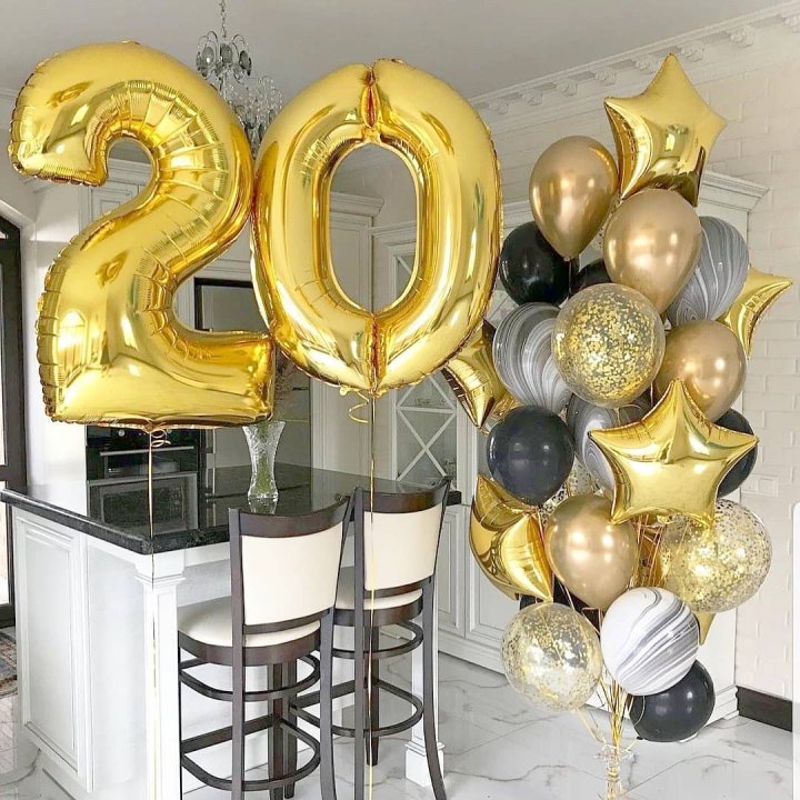 Фольгированный шар Золотая Цифра в Нижнекамске