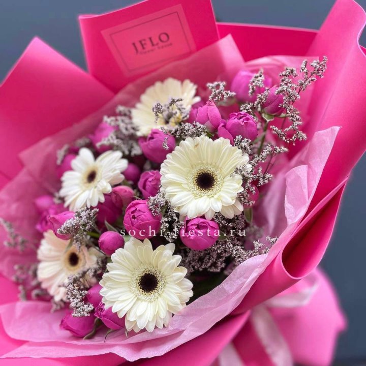 Букет гербер и мисти бабблс  в Нижнекамске