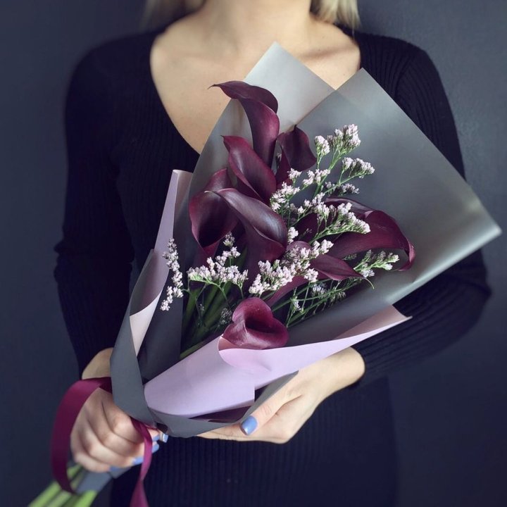 Букет фиолетовых калл в Нижнекамске