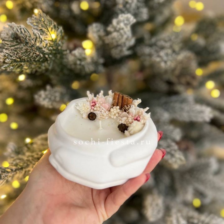 Свеча ароматическая в гипсе Руки с корицей в Нижнекамске