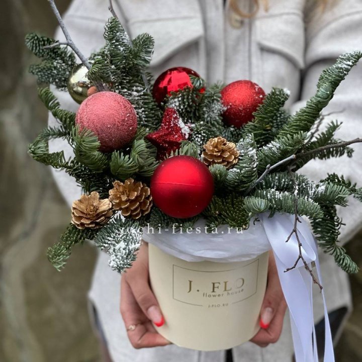 Новогодняя композиция в коробке ред в Нижнекамске