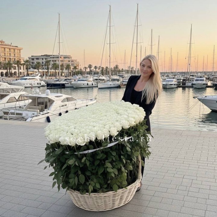 301 высокая роза в корзине в Нижнекамске