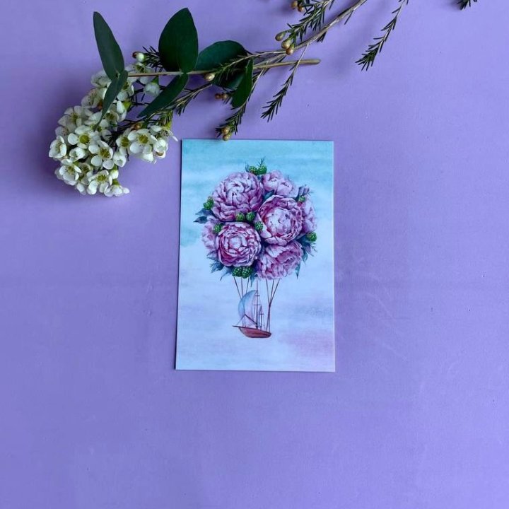 Открытка к букету "Пион" в Нижнекамске
