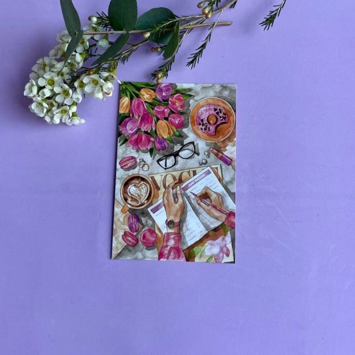 Открытка к букету "Леди на работе" в Нижнекамске