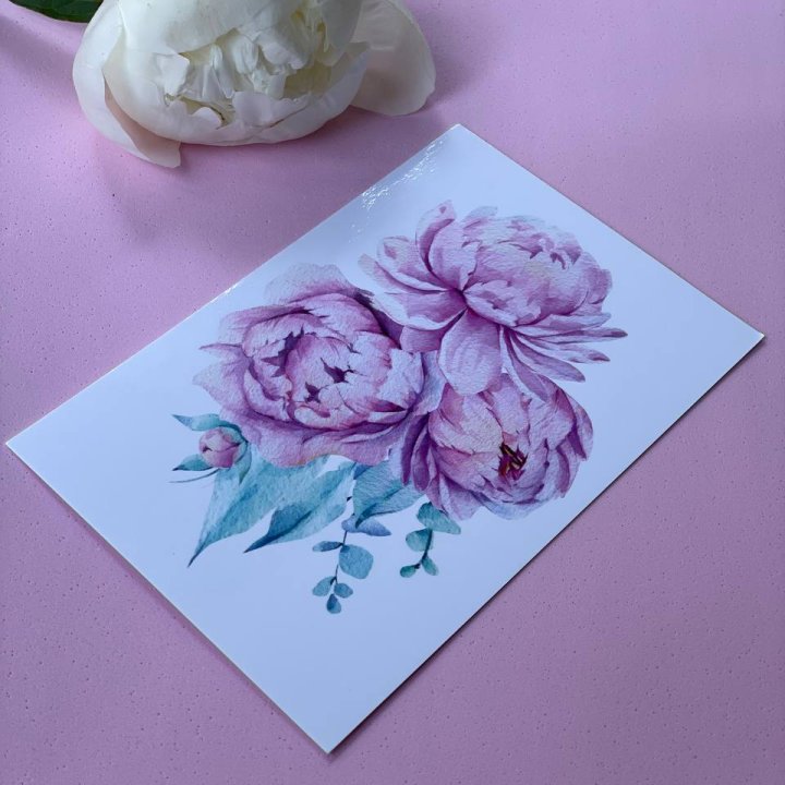 Открытка к букету "Пионы" в Нижнекамске