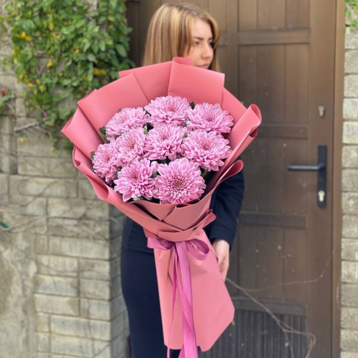 Букет хризантем розовый в Нижнекамске