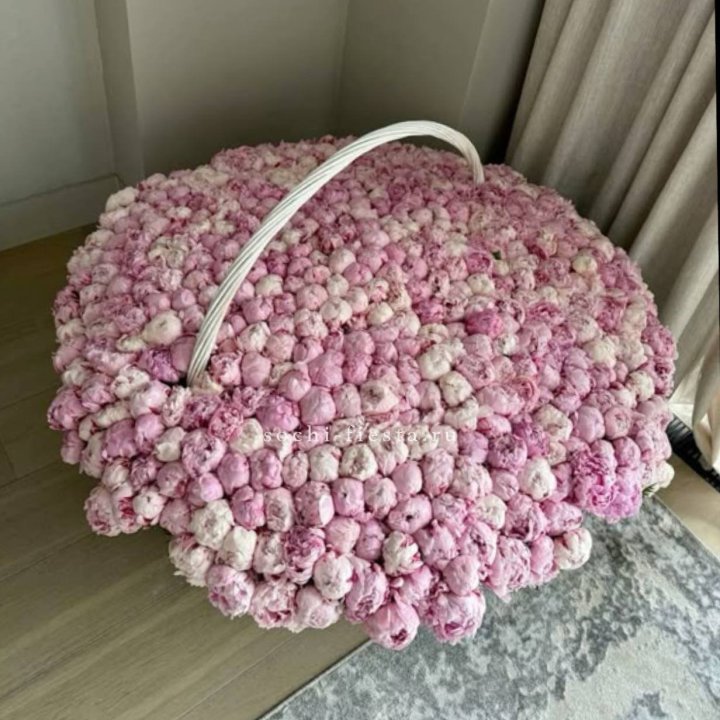 Корзина 555 пионов в Нижнекамске