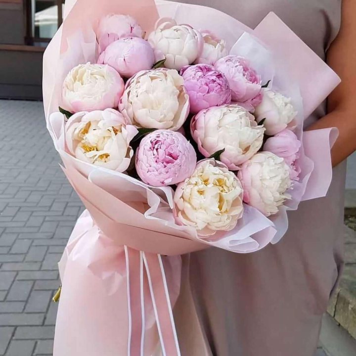Букет пионов "Маршмелоу" в Нижнекамске