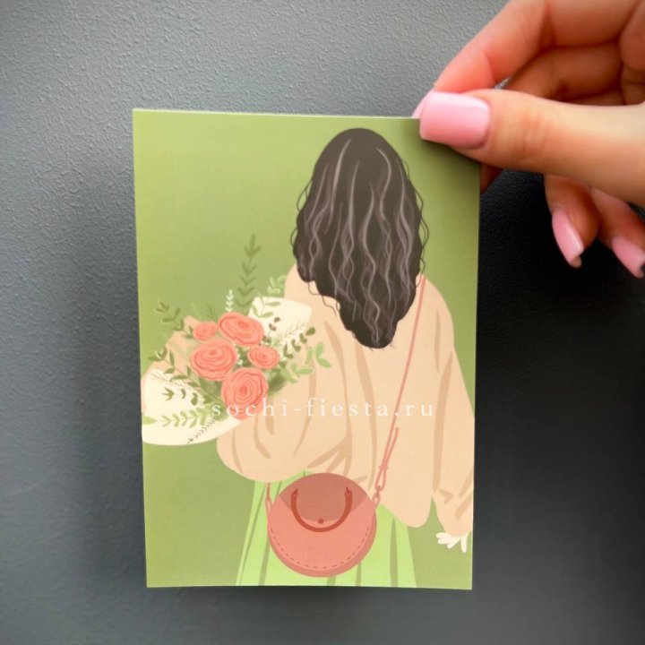 Открытка к букету "Потрясающая девушка" в Нижнекамске