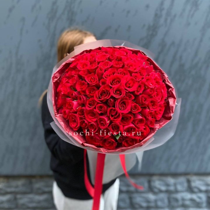 101  красная кенийская роза  с доставкой в Нижнекамске