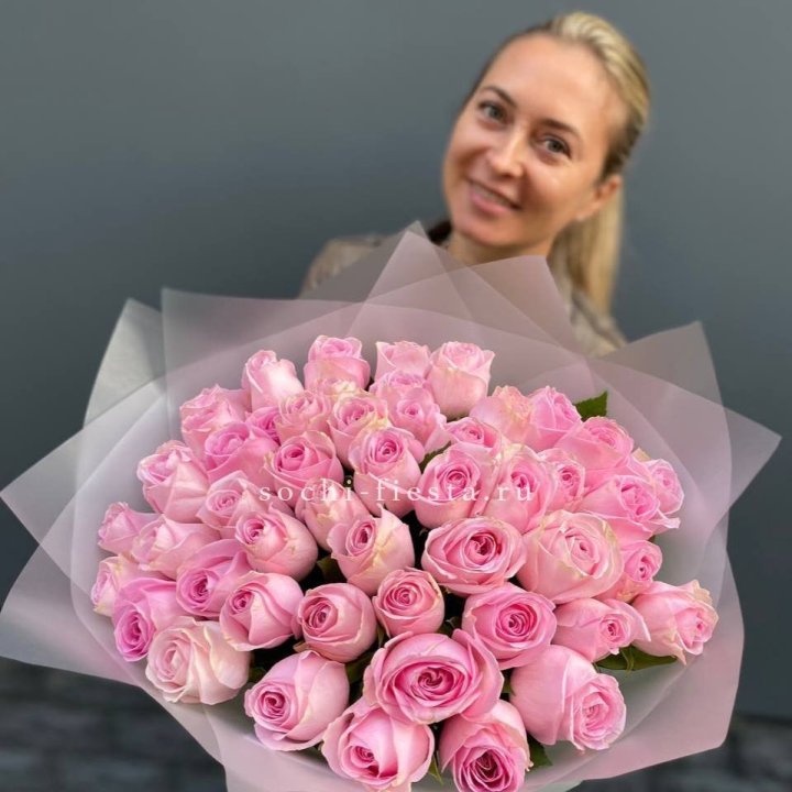 51 розовая роза в Нижнекамске