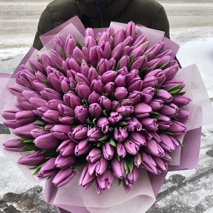 101 сиреневый тюльпан в Нижнекамске